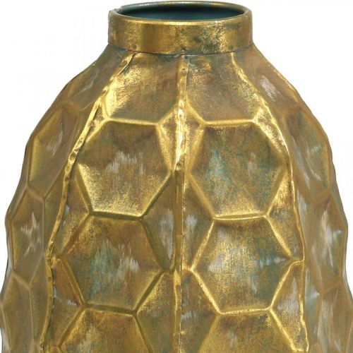 Vase vintage vase fleur doré aspect nid d&#39;abeille Ø23cm H39cm