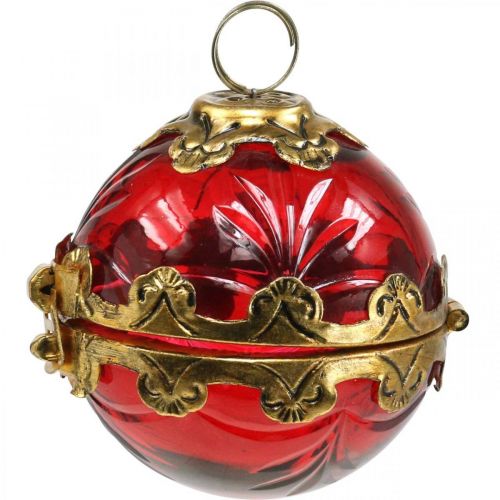Floristik24 Boule de Noël vintage à ouvrir en verre rouge doré Ø8cm lot de 2