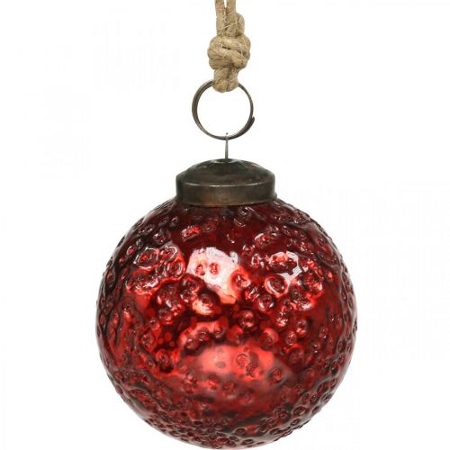 Article Boules de Noël vintage boules de sapin de Noël en verre rouge Ø8cm 4pcs