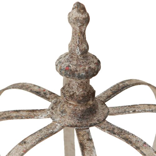 Floristik24 Lanterne Vintage Couronne Métal avec Verre Gris Ø14cm H18.5cm