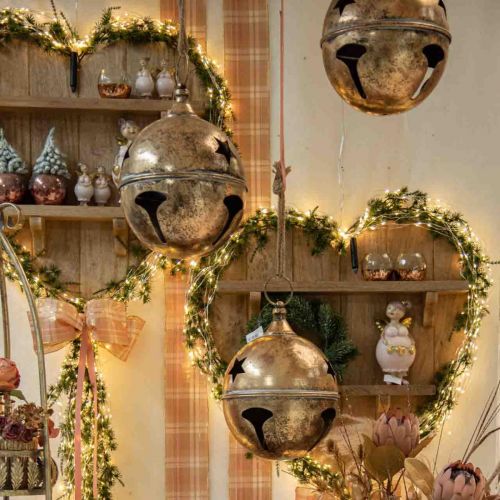 Floristik24 Boule décorative vintage cloche de Noël pince XXL Ø25cm