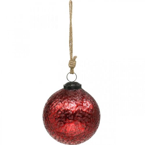 Floristik24 Boules de Noël vintage boules de sapin de Noël en verre rouge Ø10cm 2pcs