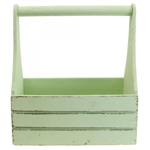 Floristik24 Boîte à fleurs vintage jardinière en bois vert 28×14×31cm