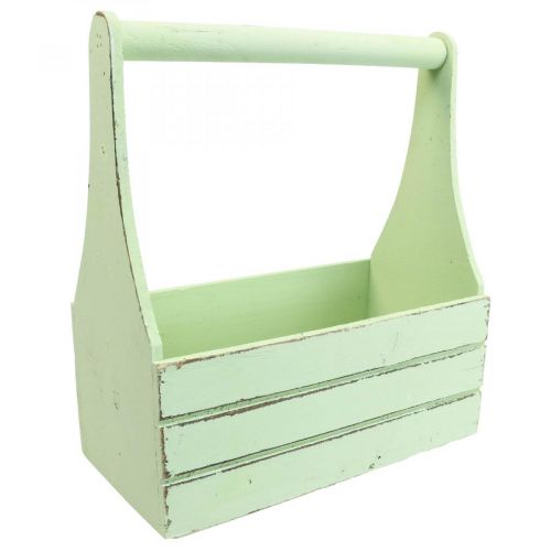 Floristik24 Boîte à fleurs vintage jardinière en bois vert 28×14×31cm