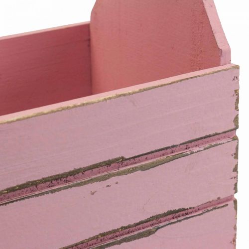 Boîte à fleurs vintage jardinière en bois rose 28×14×31cm