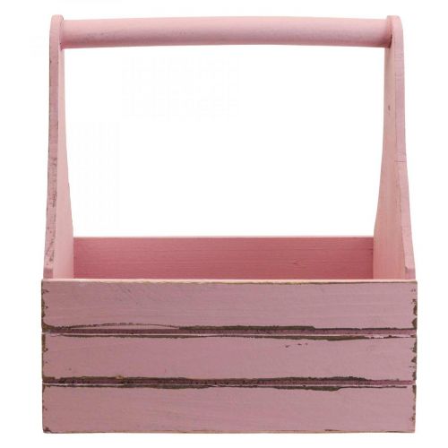 Article Boîte à fleurs vintage jardinière en bois rose 28×14×31cm
