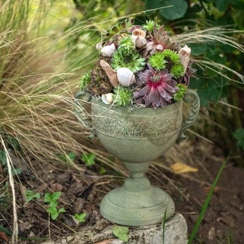 Floristik24 Vintage Coupe Jardinière Métal Rustique Gobelet avec Anses H26cm Ø19cm