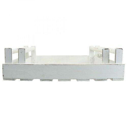 Article Plateau vintage plateau en bois rectangulaire blanc 48/46,5cm lot de 2