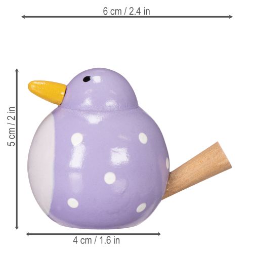 Article Figurine décorative d'oiseau à pois, violette, 6 cm, lot de 6, pour une touche de fraîcheur et de gaieté dans votre intérieur.
