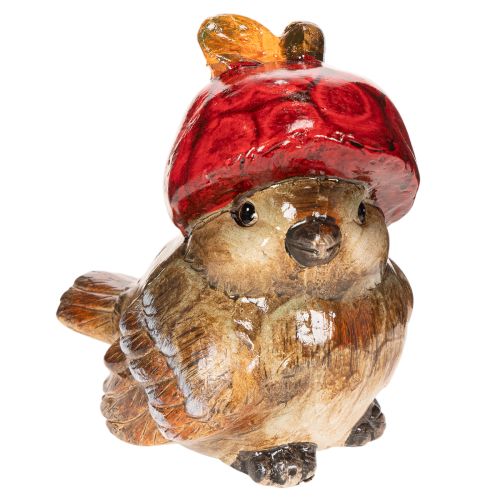Figurine décorative d'oiseau avec chapeau en forme de pomme rouge, décoration d'automne, 13 cm acheter | Floristik24.be
