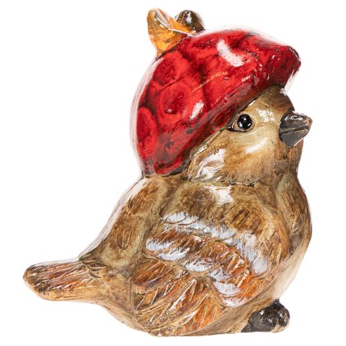 Figurine décorative d'oiseau avec chapeau en forme de pomme rouge, décoration d'automne, 13 cm | Floristik24.be
