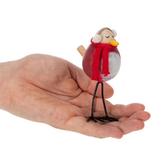 Figurine décorative d'oiseau avec écharpe, décoration hivernale, 11 cm, lot de 4 | Floristik24.be
