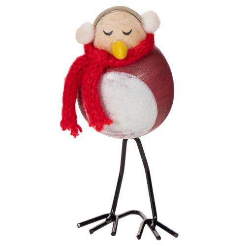 Figurine décorative d'oiseau avec écharpe, décoration hivernale, 11 cm, lot de 4 | Floristik24.be