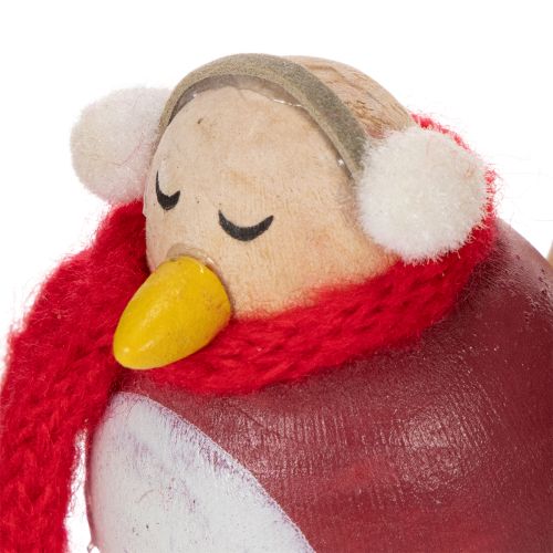 Figurine décorative d'oiseau avec écharpe, décoration hivernale, 11 cm, lot de 4 | Floristik24.be