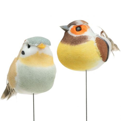 Mini oiseaux sur fil blanc / marron 5-7cm 16pcs Mini oiseaux sur fil blanc / marron 5-7cm 16pcs