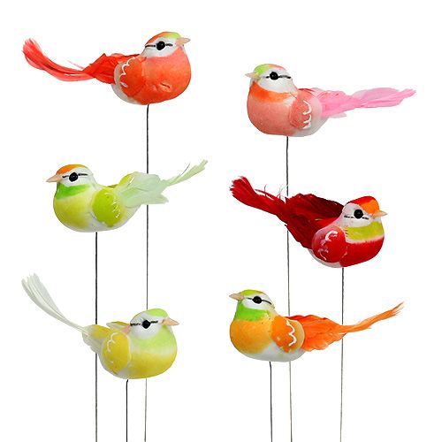 Floristik24 Oiseau 8cm multicolore 12P