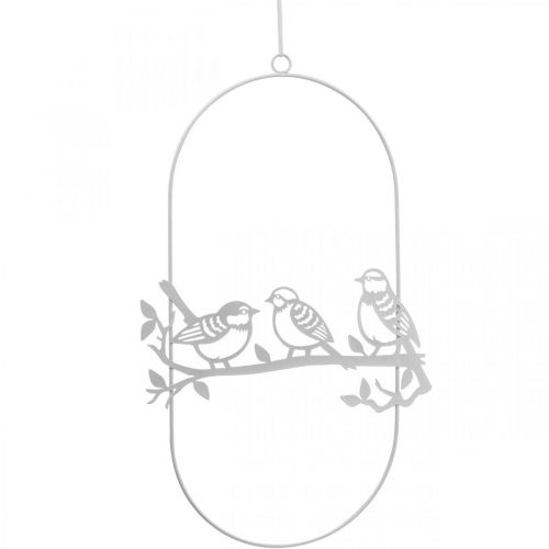 Article Décoration de fenêtre oiseau déco ressort, métal blanc H37,5cm 2pcs