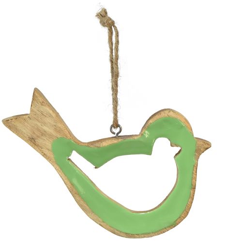 Article Décoration oiseau cintre décoratif en bois vert naturel 15,5x1,5x16cm