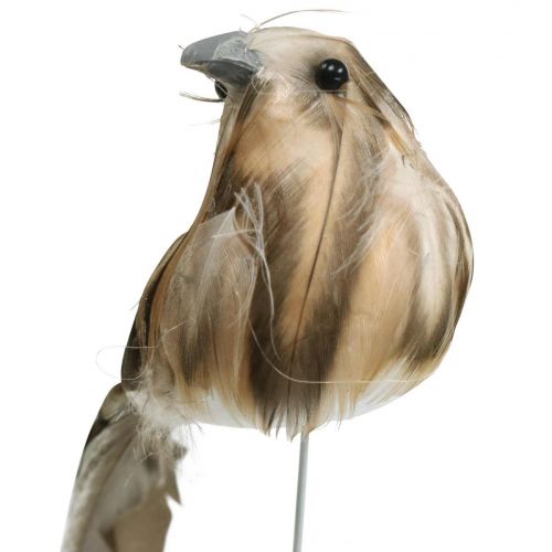 Floristik24 Printemps, oiseau sur fil, décoration florale blanc, couleur naturelle H4,5cm 12 pcs