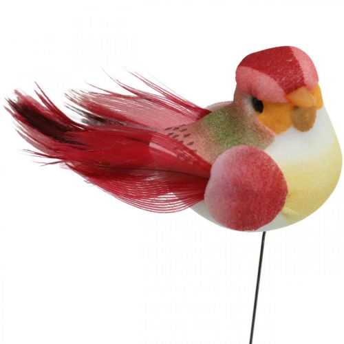 Floristik24 Printemps, oiseau sur fil, bouchons de fleurs colorés H2,5cm 24 pcs