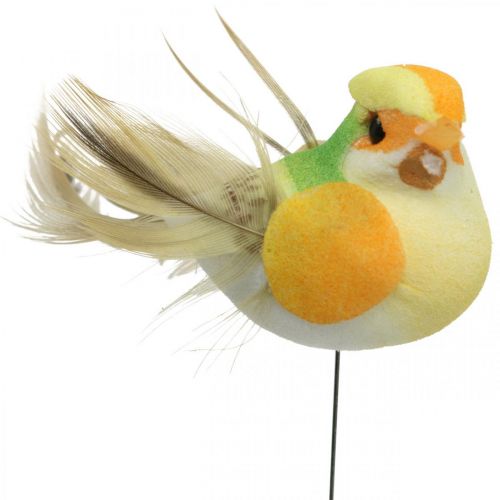 Floristik24 Printemps, oiseau sur fil, bouchons de fleurs colorés H2,5cm 24 pcs