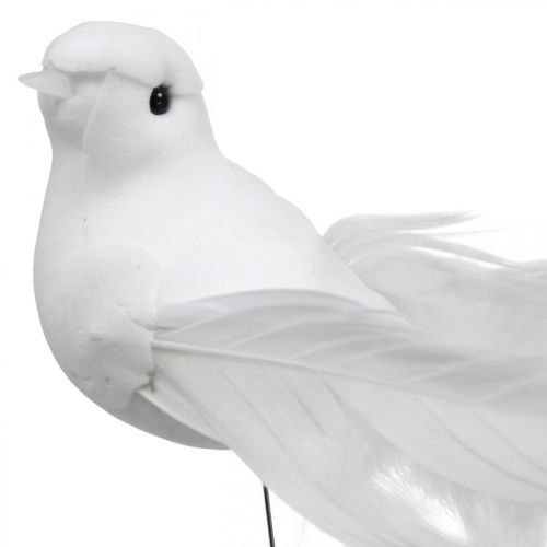 Floristik24 Décoration de mariage, colombes sur fil, colombes de mariage blanches H4.5cm 12pcs