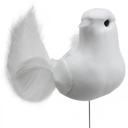 Floristik24 Décoration de mariage, colombes sur fil, colombes de mariage blanches H4.5cm 12pcs