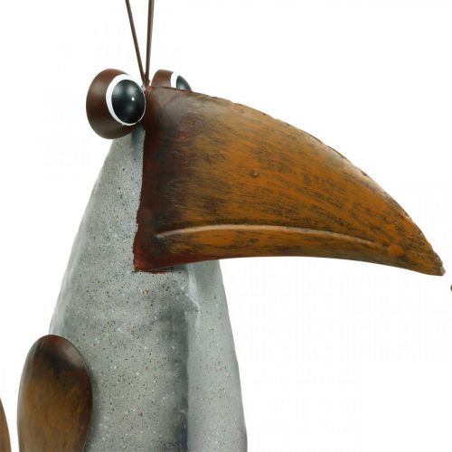 Floristik24 Figurine de décoration, oiseau en métal, corbeau, décoration en métal 43cm