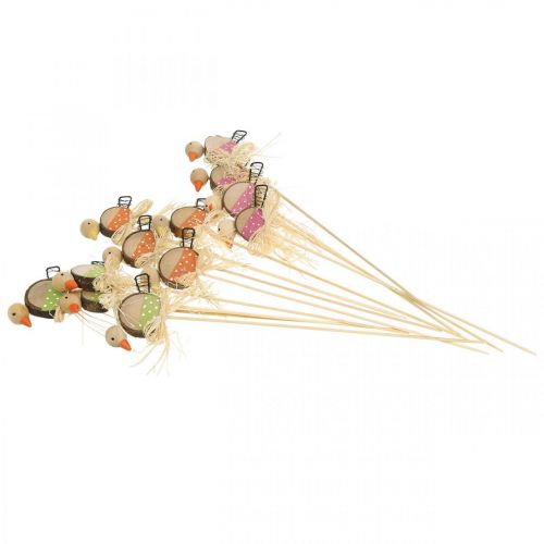 Article Bouchon de fleur d'oiseau Décoration de printemps en bois Oiseau décoratif sur bâton 8 cm 12 pièces