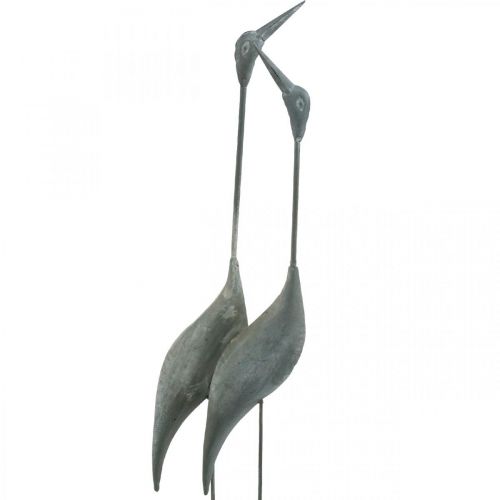 Floristik24 Paire d&#39;oiseaux, décoration métal, sauvagine Argenté, blanc lavé H74cm
