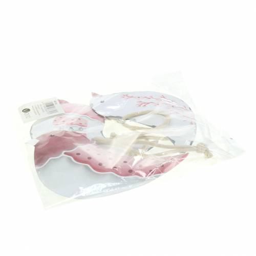 Floristik24 Oiseau à suspendre blanc, vieux rose métal assorti 9cm 3pcs