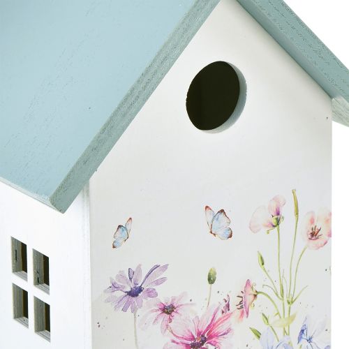 Article Décoration nichoir printemps blanc turquoise 15x10,5x19cm 2 pcs
