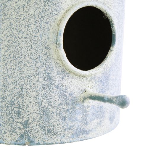 Article Nichoir à suspendre en métal blanc bleu Ø15cm H21cm