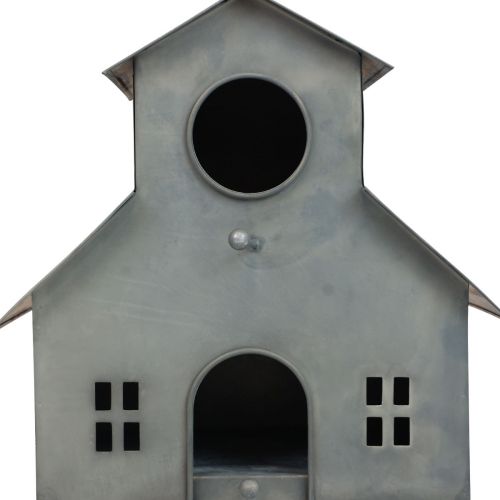 Article Nichoir à oiseaux à suspendre métal gris 2 étages 24x15x26cm