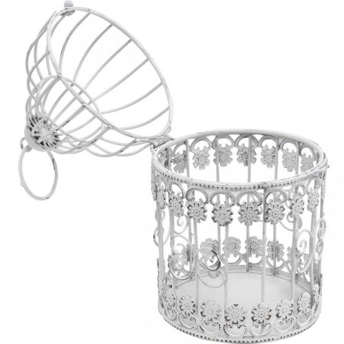 Floristik24 Déco volière shabby blanc cage à oiseaux décoration métal Ø10cm H17cm
