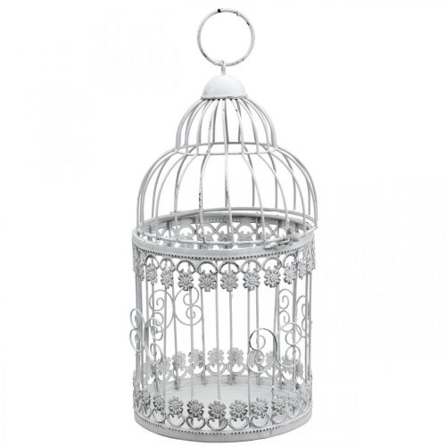 Cage à oiseaux à suspendre volière décorative shabby blanc H31,5cm