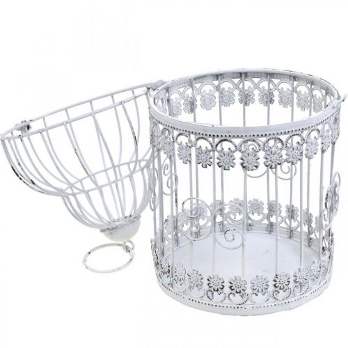 Floristik24 Cage à oiseaux à suspendre volière décorative shabby blanc H31,5cm