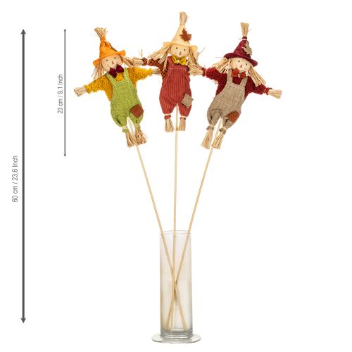 Épouvantail décoratif sur bâtonnet, pour loisirs créatifs et plantes, 60 cm | Floristik24.be