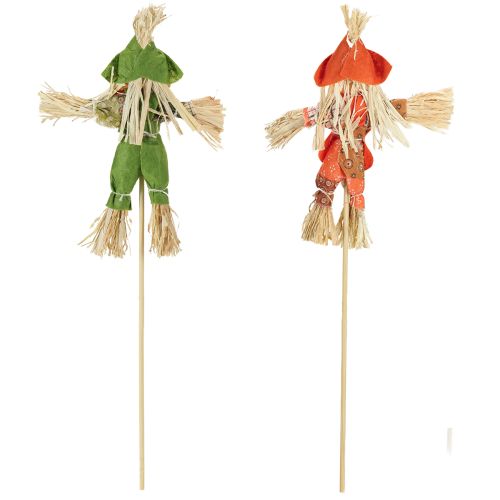 Article Tuteurs de fleurs épouvantail vert orange H16cm 16 pcs