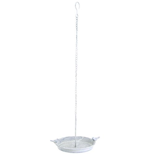 Article Bain d&#39;oiseaux Décoration Métal Coeur Blanc Bleu Suspendu Ø21.5cm