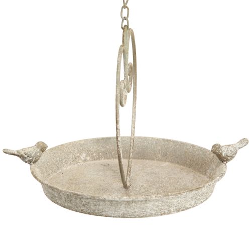 Article Bain d&#39;oiseaux en métal avec coeur à suspendre antique Ø21,5cm