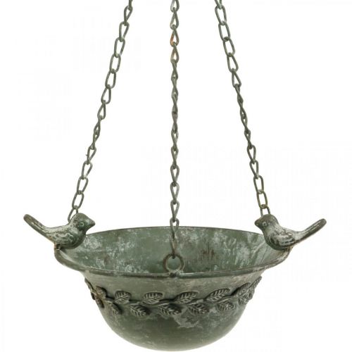 Floristik24 Bain d'oiseau suspendu bain d'oiseau jardin aspect antique gris, blanc H47cm