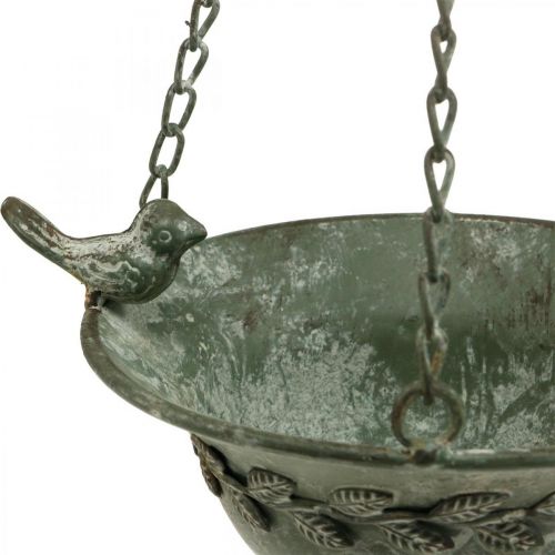 Floristik24 Bain d'oiseau suspendu bain d'oiseau jardin aspect antique gris, blanc H47cm
