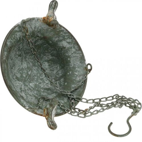 Floristik24 Bain d'oiseau suspendu bain d'oiseau jardin aspect antique gris, blanc H47cm