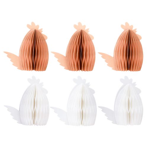 Article Décoration de table poulet en nid d&#39;abeille Pâques blanc orange 11×6,5×12cm 6pcs