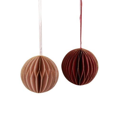 Article Boules en nid d&#39;abeille Boules en nid d&#39;abeille Bordeaux Rose Pailleté Ø7cm 4 pcs