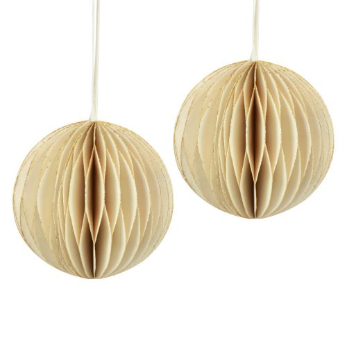 Boules en nid d&#39;abeille boules en nid d&#39;abeille Noël crème or Ø8cm 4pcs