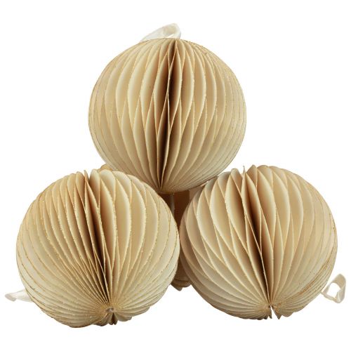 Article Boules en nid d&#39;abeille boules en nid d&#39;abeille Noël crème or Ø8cm 4pcs