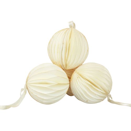 Article Boules en nid d&#39;abeille boules en nid d&#39;abeille Noël blanc pailleté Ø8cm 4pcs