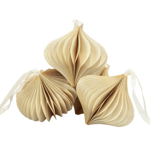 Article Boules en nid d&#39;abeille boules en nid d&#39;abeille crème d&#39;oignon or blanc Ø8cm 4 pièces